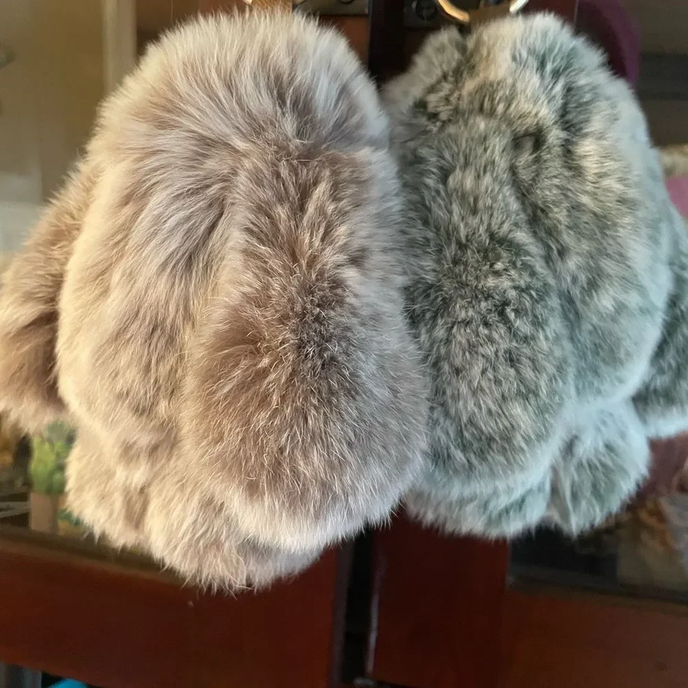Plush Bunny Keychain - Brown and Green